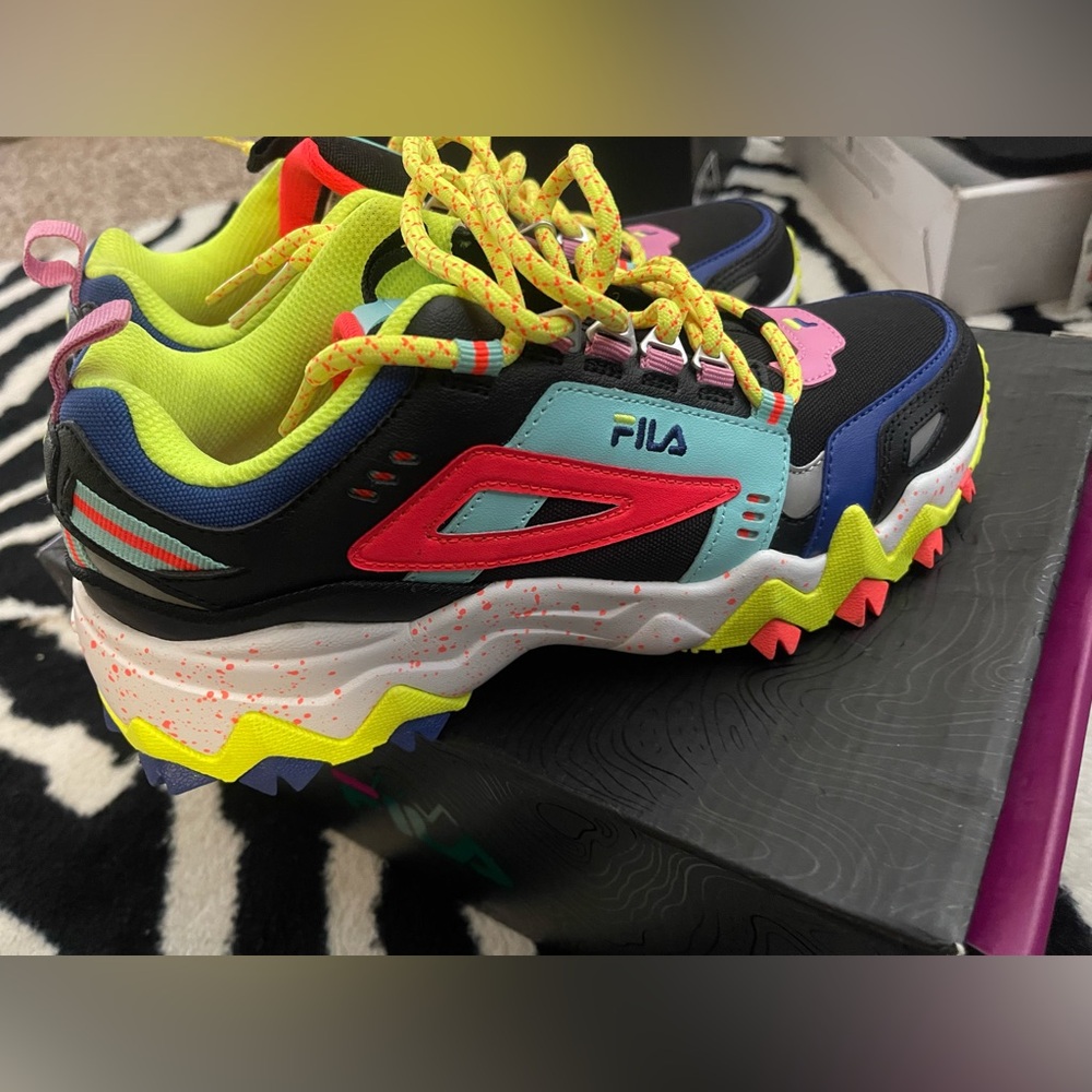 Fila Neon Yellow and Pink Chunky Sneakers